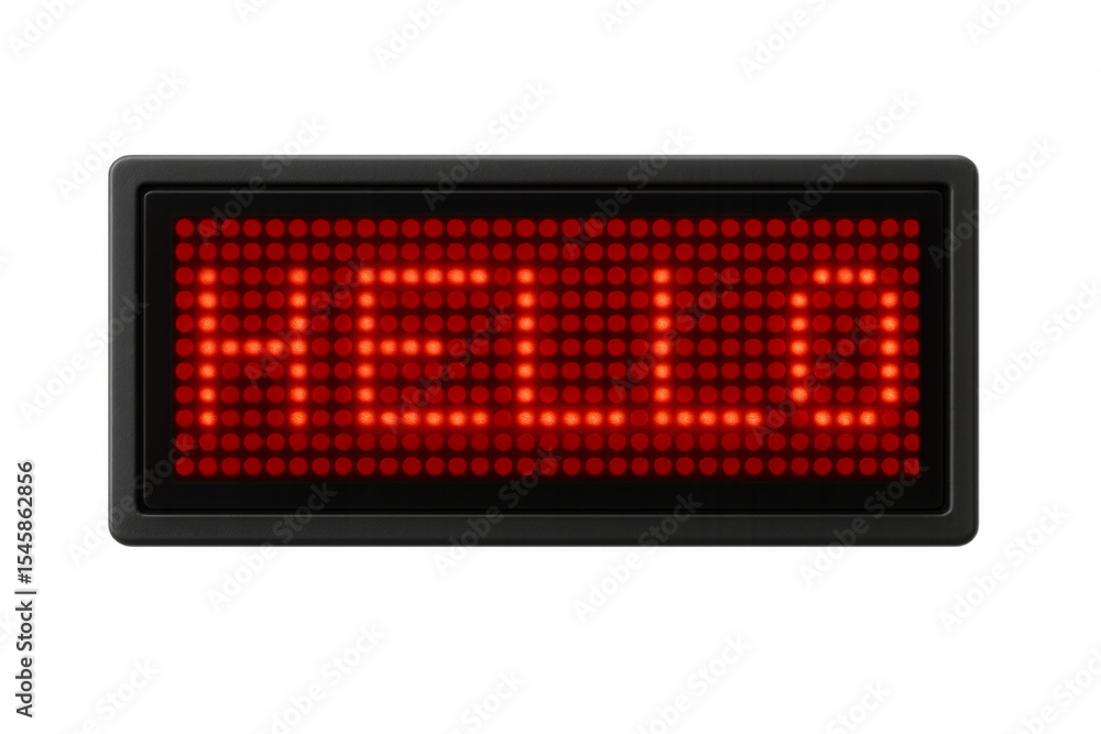 Poster led display showing hello on transparent background