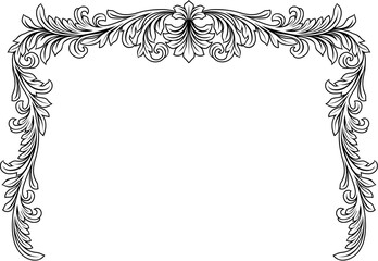 A filigree heraldic crest motif floral pattern border frame. Original design in a vintage style. © Christos Georghiou