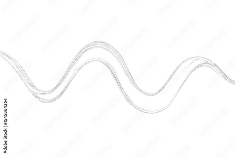 Poster elegant white wavy lines flowing dynamically, generating smooth motion against transparent backdrop
