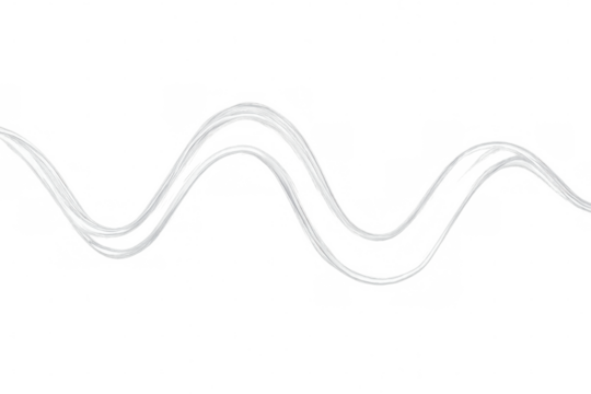 Elegant white wavy lines flowing dynamically, generating smooth motion against transparent backdrop