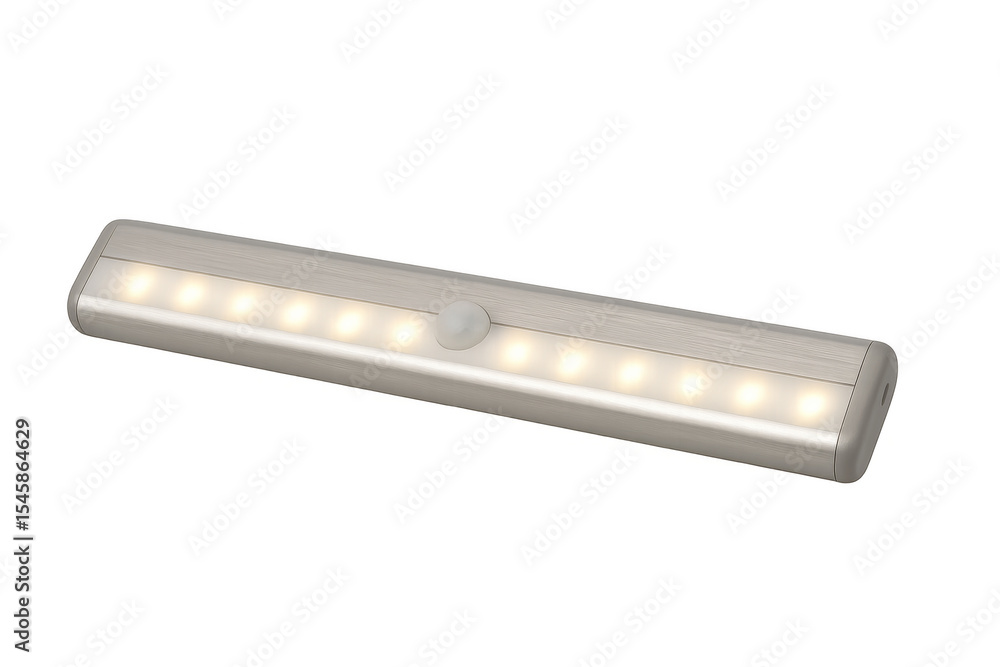 Poster modern led lamp with motion sensor illuminating on transparent background