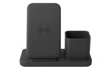 Wireless charger showing inductive charging technology with transparent background