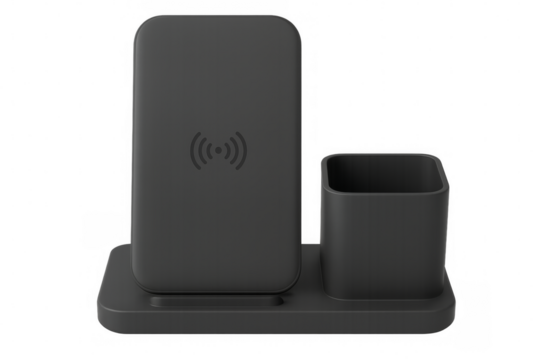 Wireless charger showing inductive charging technology with transparent background