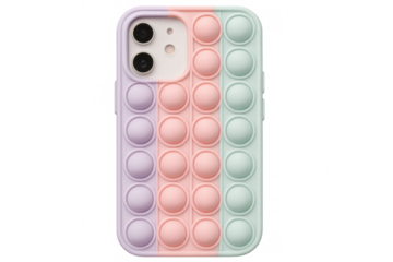 Pastel colors pop it fidget toy phone case isolated on transparent background