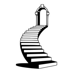 curved stairs with grand entrance illustration