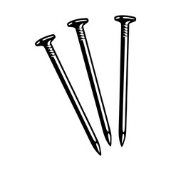 three metal nails vector illustration