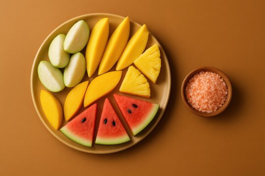 Tropical Fruits with Pink Salt Dip