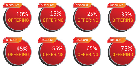 Glossy Red Sale Badge Collection   Percentage Discount Labels, Starburst Stickers   Vintage Tags Set