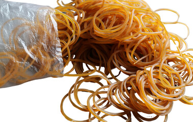 a bundle of elastic rubber bands or lacky