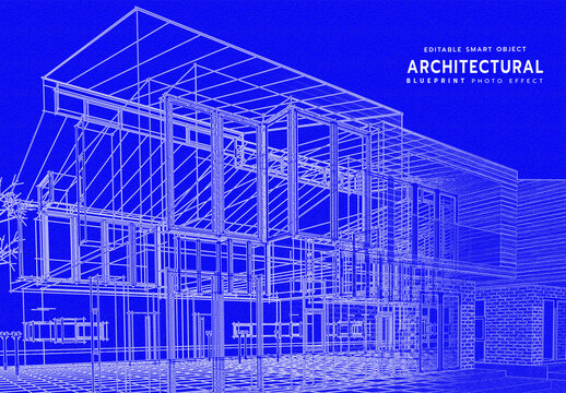 Architectural Blueprint Photo Effect