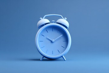 Blue Alarm Clock on Blue Background