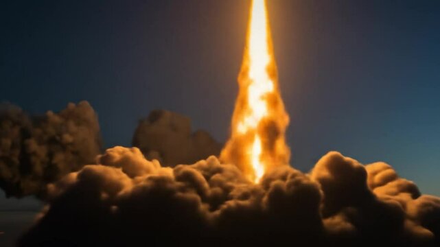 Rocket launch at night sky stunning image of space exploration