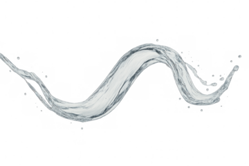 Clean water splashing and forming a dynamic wave on transparent background, perfect for refreshing designs