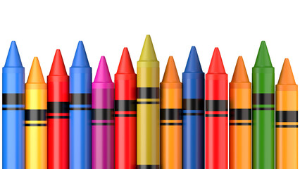 Colorful Crayon Fence Illustration for Kids Art and School Design Concepts - 3d illustration