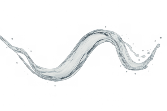 Clean water splashing and forming a dynamic wave on transparent background, perfect for refreshing designs