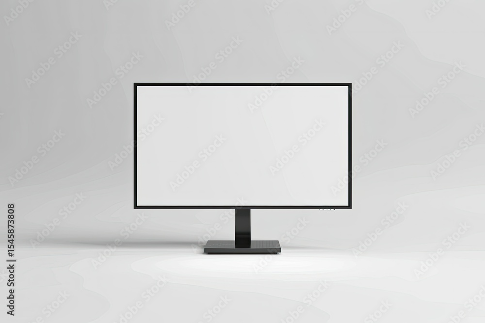 Poster detailed color image of front view of screen monitor mockup with white background