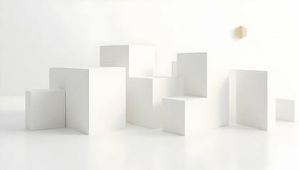Fototapeta premium Arrangement of White Cubes Minimalist Abstract Design