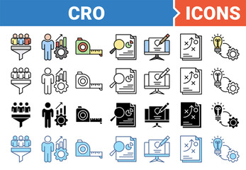 Conversion rate optimization banner icon set with multiple style collection.	