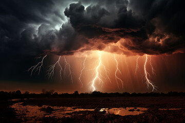 Obraz premium Thunderstorm with lightning