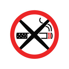 Obraz premium Red Circle No Smoking Sign Cigarette Icon smoking prohibited