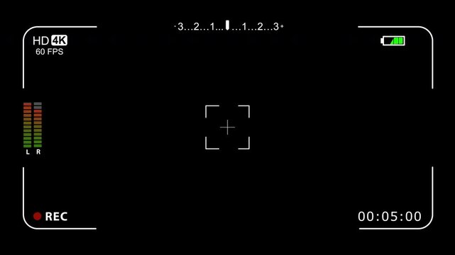Recording camera screen interface with timer on alpha channel and a transparent background , 4K stock video