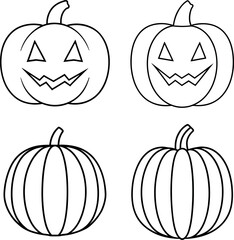 Creepy Laughing Jack O Lantern Halloween Pumpkin Line Art – Halloween Pumpkin Line Art Set 38