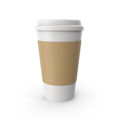 White Coffee Cup with Paper Sleeve, Perfect for Cafe Branding transparent background png