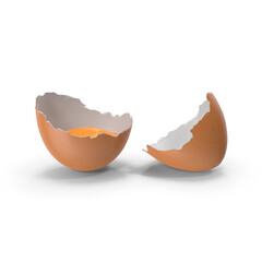 Broken Egg Shell with Yolk on transparent background, png