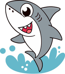 Naklejka premium baby shark character illustration