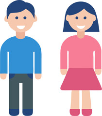 Male and Female in a Family Icon Set – Modern Family Symbols and Relationships