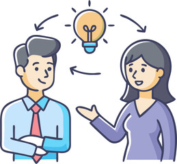 Man and Woman Exchanging Ideas – Collaborative Brainstorming and Creative Discussion