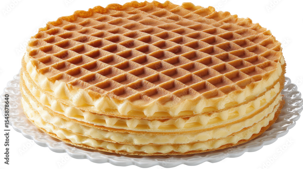 Poster round layered waffle cake isolated on transparent background with soft texture
