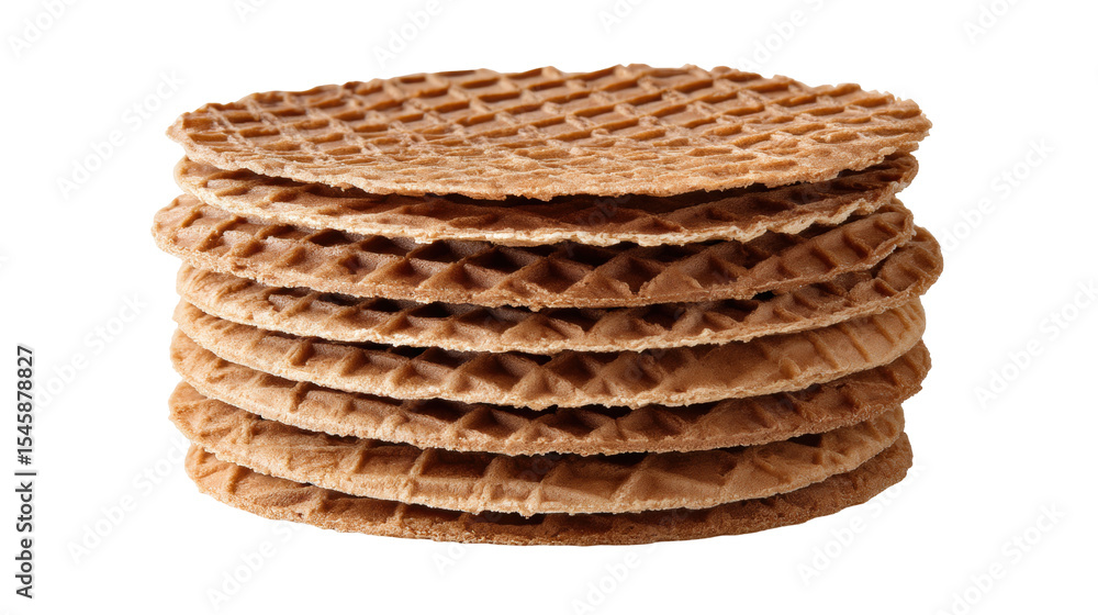 Aufkleber stack of isolated round waffle cookies on transparent background with crispy texture