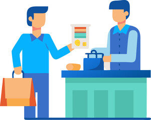 Man at a Checkout Counter Paying for Purchases – Retail Shopping Experience