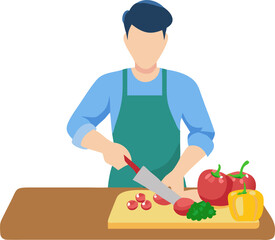 Man Chopping Vegetables on a Cutting Board – Healthy Cooking Preparation