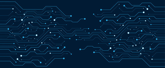 Printed circuit board of digital communication technologies. Vector illustration. Sketch for creativity.