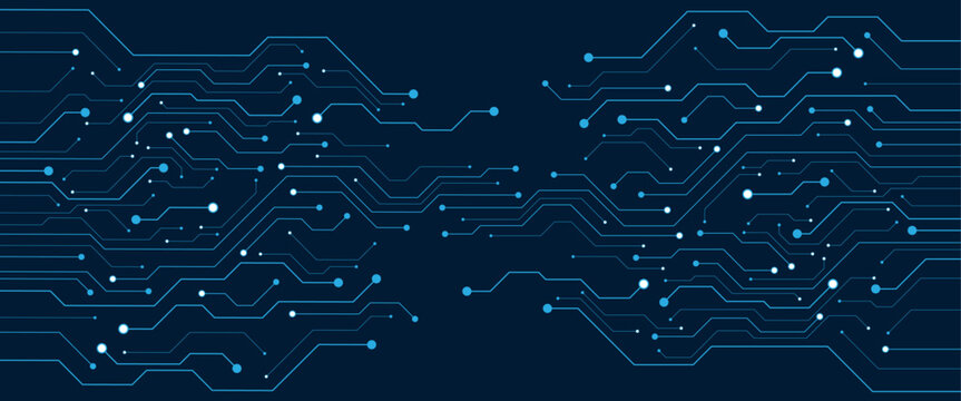 Printed circuit board of digital communication technologies. Vector illustration. Sketch for creativity.