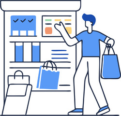 Man or Woman Browsing Items in a Modern Retail Store