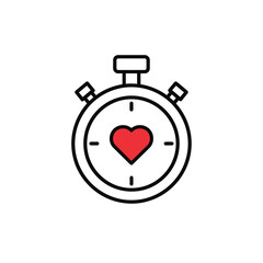 Obraz premium Red Heart Inside Black Line Stopwatch Icon timer love