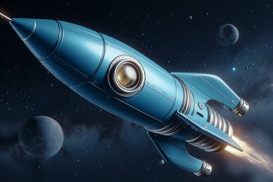 blue rocket, AI generated video