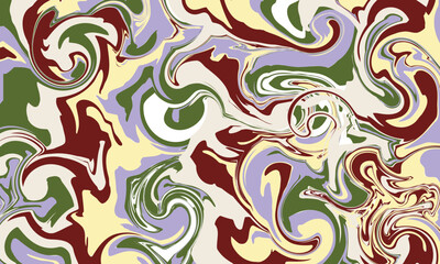Obraz premium Abstract Swirling Marble Texture Design in Green Brown Purple and Beige Tones Perfect for Backgrounds or Fabric Prints