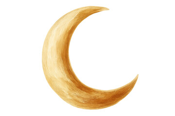 Golden crescent moon shining bright, isolated on transparent background, perfect for ramadan or eid mubarak designs
