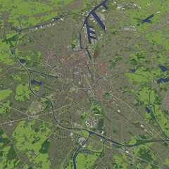 3D illustration of city and urban in Ghent Belgium