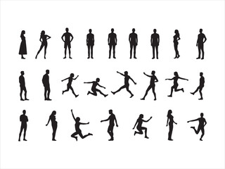 Silhouette collection featuring various poses of people showing activity and human figures