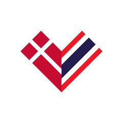 friendship concept. heart shape icon of denmark and thailand flags. vector illustration isolated on white background