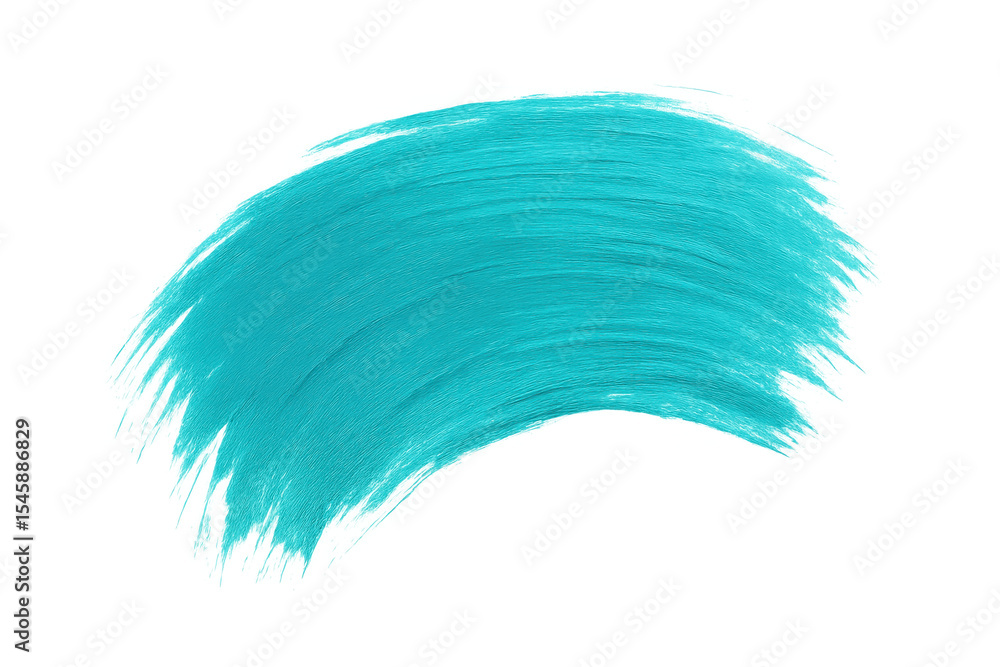 Poster vivid turquoise brush stroke creating a dynamic, textured shape on a transparent background, perfect