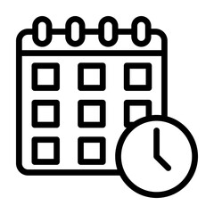 Task Time Vector Line Icon Design
