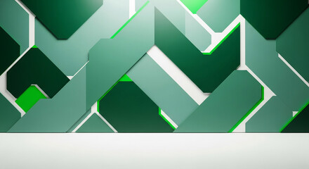 Fototapeta premium Abstract Geometric Pattern of Deep Green and Teal Shapes