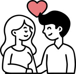 Man and Woman in Love with Heart Between Them – Romantic Relationship, Emotional Connection, and Couple Affection Illustration
