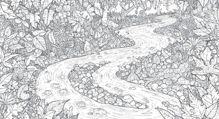 Fototapeta premium Nature Coloring Book Page Design